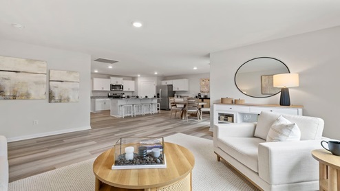 Family room with windows.