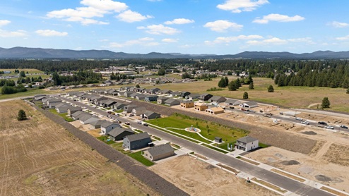 An aerial view of the in progress Dalton Creek new home community.