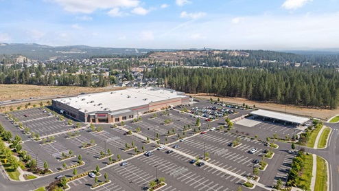 An aerial photo of Costco