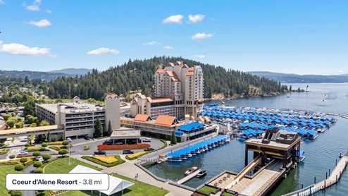 The boat launch and Coeur d'Alene Resort on Lake Coeur d'Alene