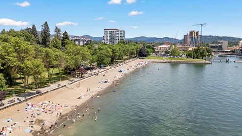 The boat launch and Coeur d'Alene Resort on Lake Coeur d'Alene