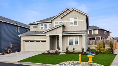 Baker daylight basement floor plan elevation-A exterior built at Shasta Estates