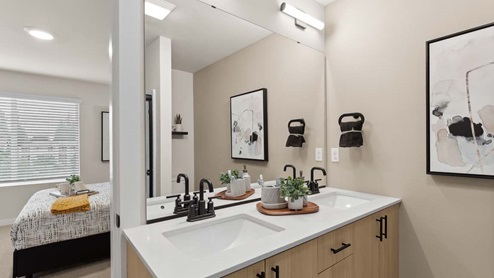 primary bathroom with modern fixtures