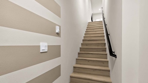 Townhome entry laminate flooring staircase
