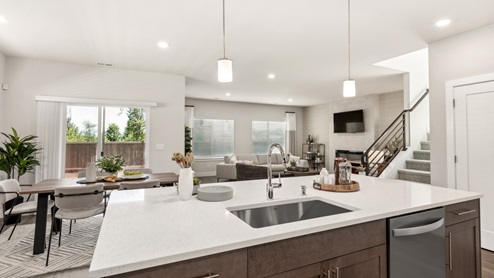 Kimball open concept kitchen dining and living spaces offer seamless flow