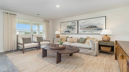 living room with double window