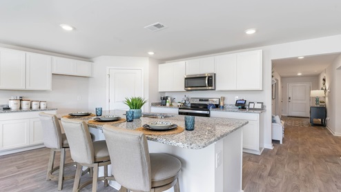 kitchen with white cabinets