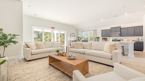 Living room with ample lighting