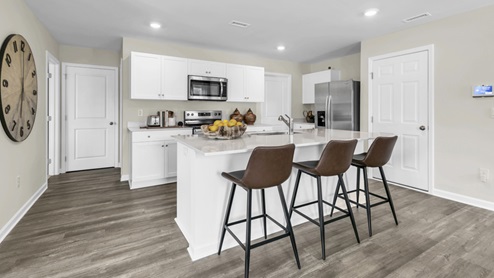 Kitchen with white cabinets