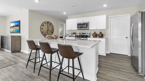 Kitchen with white cabinets