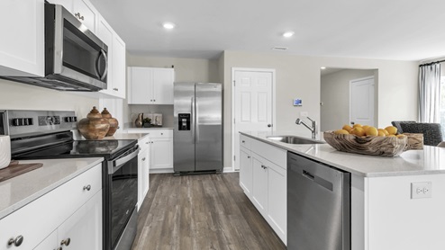 Kitchen with white cabinets