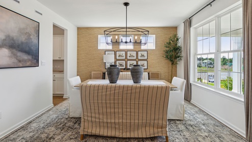 dining room with two bright windows