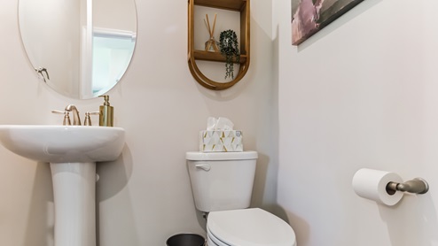 Half bathroom with single sink.