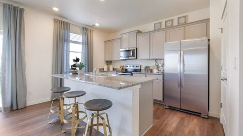 stainless steel appliances kitchen with an island