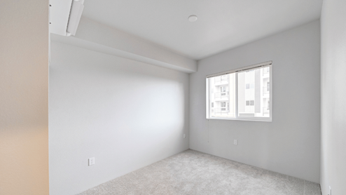 Interior bedroom with large open window