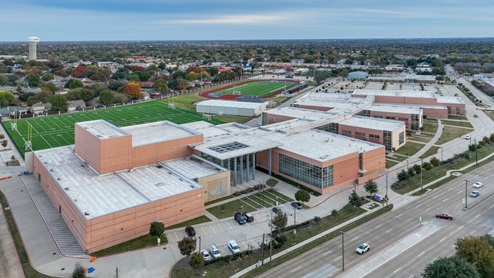 Lowery Freshman Center view over school and athletic fields