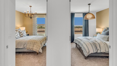 Discover new homes within the only gated community in Gladden Farms. Coronet at Gladden Farms, a premier D.R. Horton community where modern living meets the scenic charm of Marana, Arizona. Located within the expansive Gladden Farms master-planned neighborhood, Coronet offers residents the perfect blend of small-town warmth and modern amenities. Surrounded by 830 acres of green space, 28 parks, and 19 playgrounds, this gated community is designed for families who value both comfort and outdoor adventure. Residents of Coronet at Gladden Farms enjoy exclusive amenities such as a sparkling community pool, jacuzzi, fitness center, and a clubhouse complete with a BBQ area and patio. The gated community also offers walking trails, a dog park, and playgrounds, making it the ideal environment for families and active lifestyles. Each home is thoughtfully designed with high-end finishes, including quartz countertops, wood-look luxury vinyl plank flooring, tile roofs, Spanish Lace stucco exteriors and beautifully landscaped front yards with auto drip irrigation. Additionally, all homes feature covered front porches and back patios, perfect for enjoying the stunning Arizona sunsets and monsoons. Coronet at Gladden Farms is built with a commitment to energy efficiency and sustainability. Each home meets the DOE Zero Energy Ready Home standards, meaning they are constructed to be so energy-efficient that a renewable energy system could offset most or all of the home's annual energy use. These homes include advanced features such as tankless water heaters, energy-efficient LED lighting, and high-performance insulation, ensuring lower utility costs and a reduced environmental footprint. The Home is Connected Smart Home package, which includes a smart thermostat, video doorbell, keyless entry, a Wi-Fi-enabled garage door opener, and much more, provides modern convenience and enhanced security. Living in Coronet at Gladden Farms means being part of a thriving community with easy access to shopping, dining, and recreation. The greater Gladden Farms area is equipped with amenities like a splashpad, soccer fields, and the Paws & Claws Dog Park. With the new Fry’s Marketplace, along with Starbucks and Ace Hardware, all your daily needs are just moments away. Families will appreciate being part of the Marana Unified School District, with Gladden Farms Elementary nearby and a new K-8 school opening in 2025. Beyond the community, residents can explore the natural beauty of the area with proximity to Picacho Peak State Park, Tortolita Mountain Park, and Saguaro National Park, offering endless opportunities for hiking, cycling, and wildlife viewing. Major employers such as Davis-Monthan Air Force Base, Raytheon, and Ventana Medical Systems are just a short drive away, making Coronet at Gladden Farms an ideal location for those commuting to Tucson, Casa Grande, or Phoenix. Experience the perfect blend of comfort, convenience, and community at Coronet at Gladden Farms—where new homes, energy efficiency, and a vibrant lifestyle await.