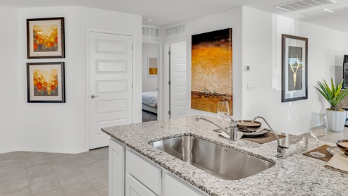 Welcome to Senita Crossing, a premier new home community by D.R. Horton, located in Tucson’s thriving southeast side. These thoughtfully crafted 3- and 4-bedroom new homes range from 1,200 to 2,200 square feet, providing the perfect blend of comfort and modern design. With easy access to I-10, Senita Crossing is conveniently situated near Davis-Monthan Air Force Base, the University of Arizona, and major employers like Raytheon, making it an ideal choice for families and professionals alike.  Each new home in Senita Crossing is designed with spacious living in mind, offering large, fully fenced backyards, covered patios, and inviting front porches. Inside, you’ll find elegant 12”x12” ceramic tile flooring throughout most areas, complemented by granite countertops and stylish Shaker cabinetry. Modern conveniences include stainless steel appliances such as a gas range, microwave, and dishwasher, all designed to enhance your daily living experience. Additionally, the Home is Connected® Smart Home package, which includes a smart thermostat, video doorbell, keyless entry, and more ensures that your home is as functional as it is beautiful.  Energy efficiency is a cornerstone of Senita Crossing’s new homes, which are DOE Zero Energy Ready. These homes feature tankless water heaters, LED lighting, and advanced spray foam insulation to ensure lower energy costs and a smaller carbon footprint, offering you a sustainable and cost-effective living environment. The community itself is designed with families in mind, featuring a park with a playground, a ramada, and a grassy common area, as well as a maintained bike and walking trail that connects to McCain Loop, providing ample opportunities for outdoor recreation.  Senita Crossing is located within the highly regarded Sunnyside Unified School District, offering access to top-rated schools such as Los Niños Elementary, Lauffer Middle School, and Desert View High School. For those seeking specialized education, the nearby Gallego Primary Fine Arts Magnet School is an excellent option for families. The community’s prime location ensures that you are never far from the essentials. With I-10 nearby, commuting is a breeze, and Tucson International Airport is just minutes away. Residents will also enjoy convenient access to shopping centers, local Carnecerias, and dining in some of the best restaurants in Tucson.  For those who appreciate outdoor activities and cultural attractions, Senita Crossing is just a short drive from Sabino Canyon, Reid Park Zoo, Tucson Botanical Gardens, and Kino Sports Complex. At Senita Crossing, D.R. Horton’s commitment to quality and innovative design is evident in every detail. Discover your ideal home in a community that offers everything you need to live your best life.