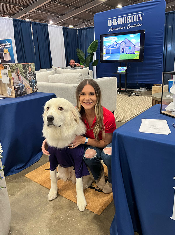 Dog in D.R. Horton shirt at Oklahoma Home Garden Show