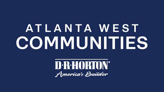 Atlanta West Communities. Blue background. D.R. Horton logo.