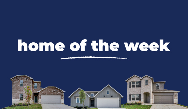 Blue background with white letters that says home of the week
