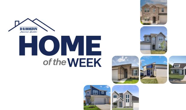 White background with blue letters that read HOME of the WEEK