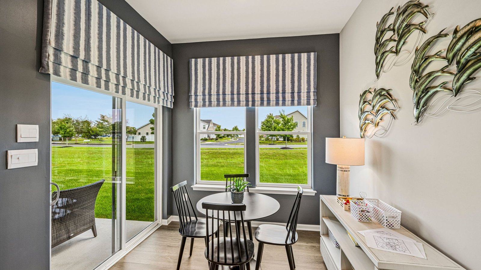 The kitchen is open to the breakfast nook.