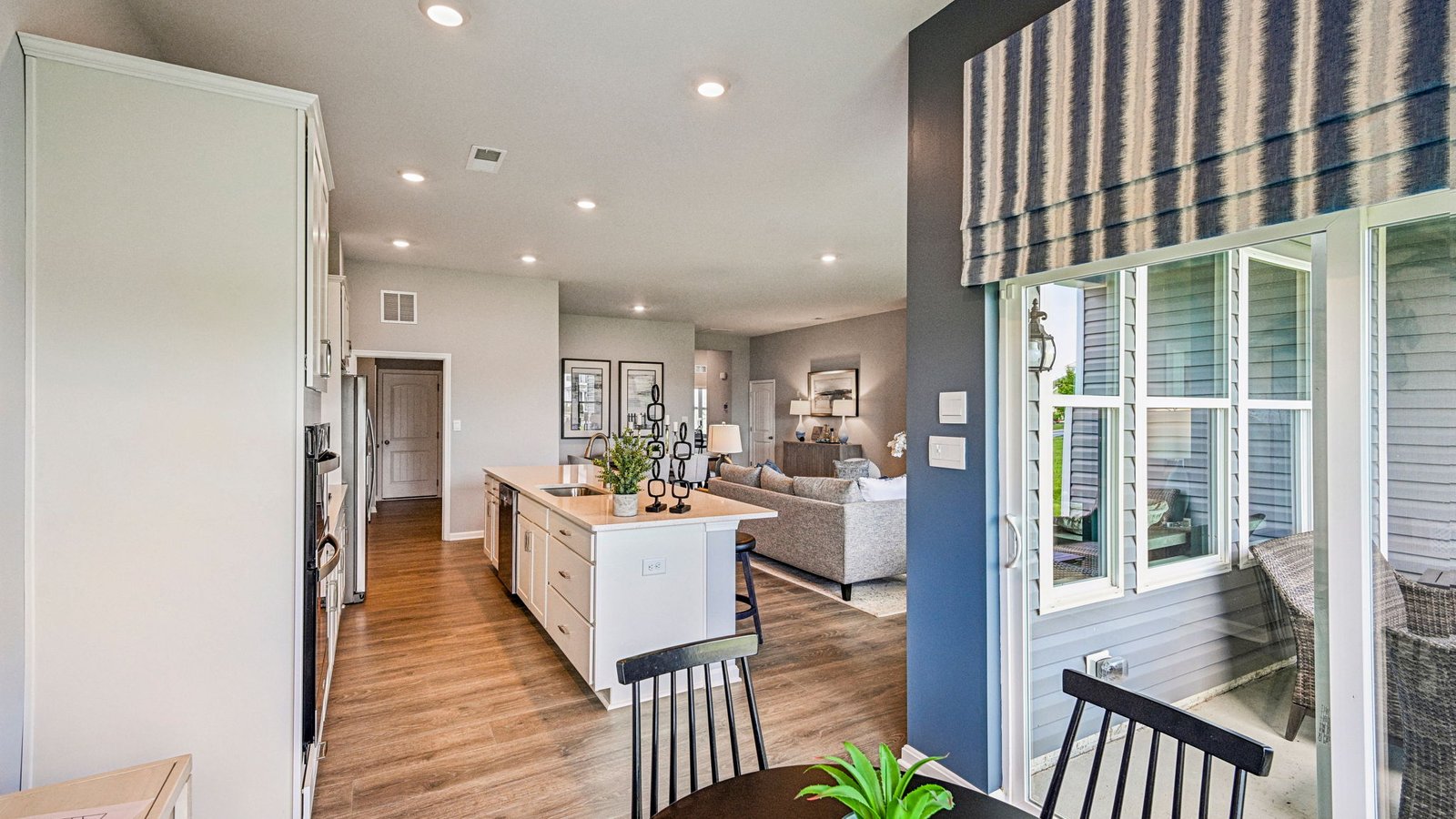 The kitchen is open to the breakfast nook.
