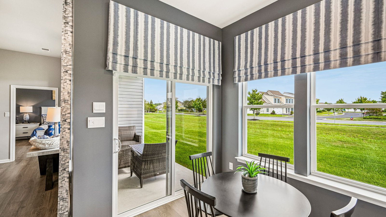The kitchen is open to the breakfast nook.