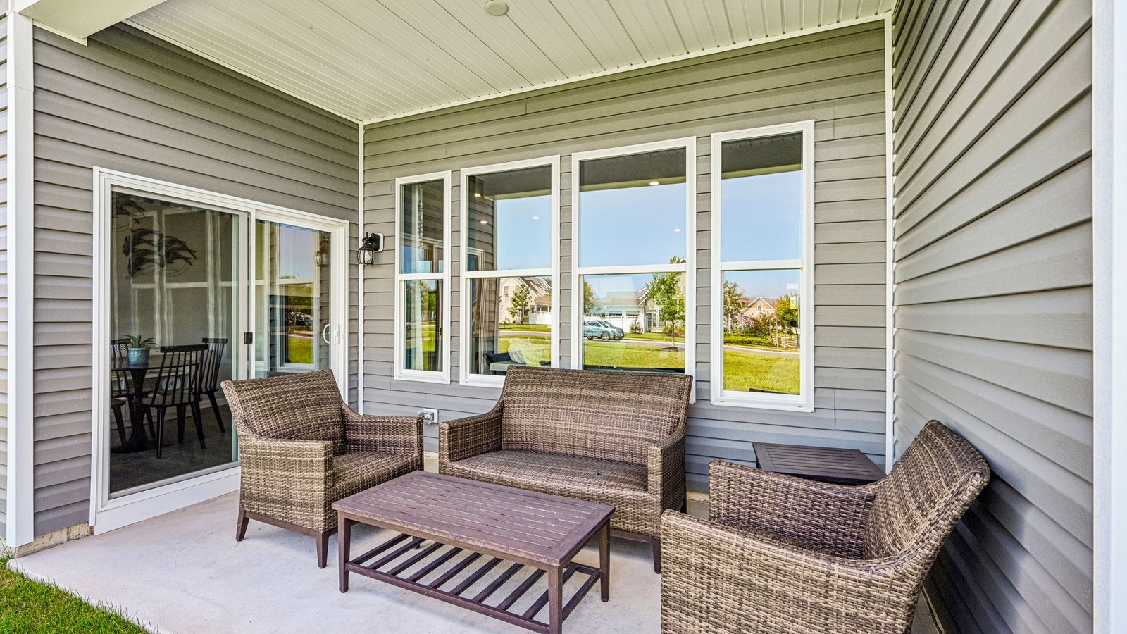 Enjoy the private covered porch in the back of the home.