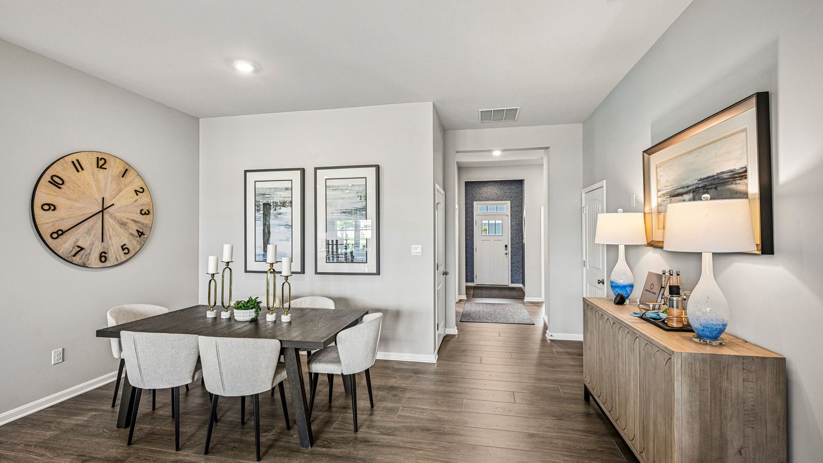 The kitchen is open to the dining area.