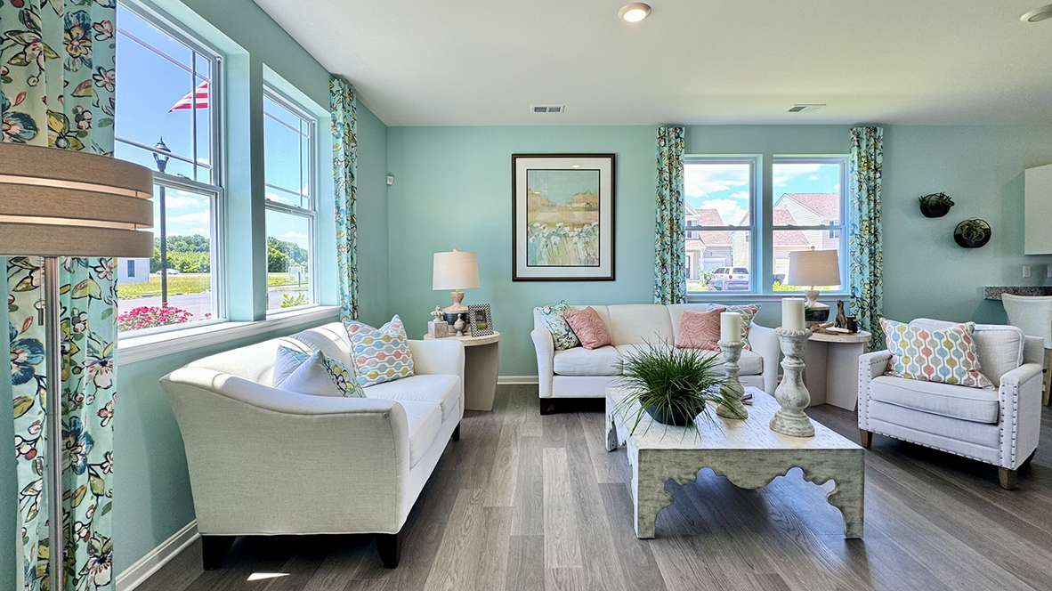 Looking into the living area from the front door.