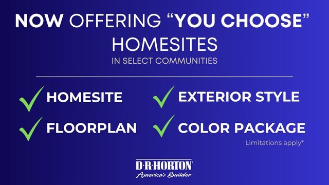 Now offering you choose homesites