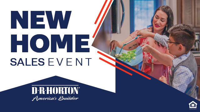 Image of a Woman and a Child with blue words that say NEW HOME SALES EVENT