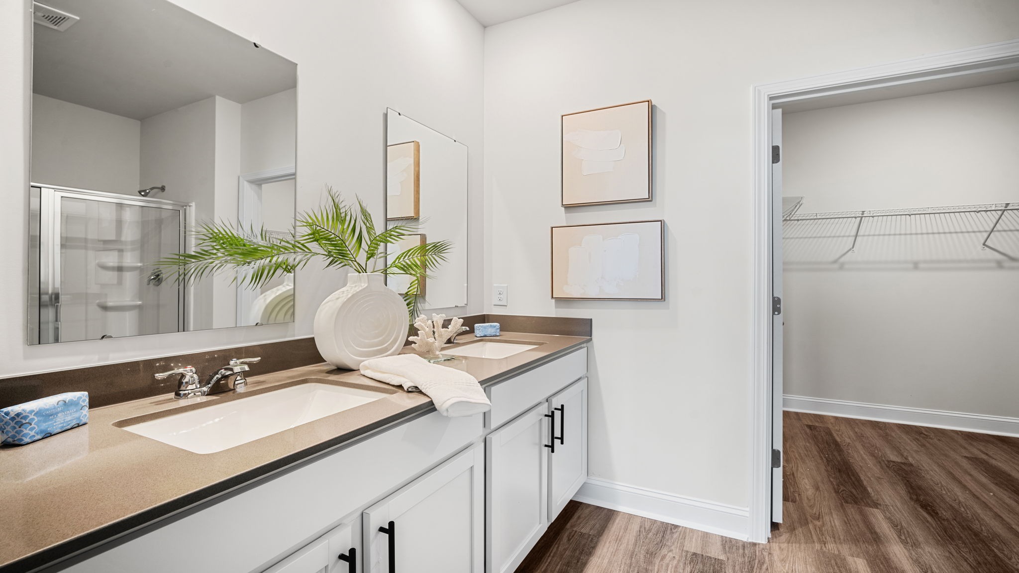 primary bath with double sinks