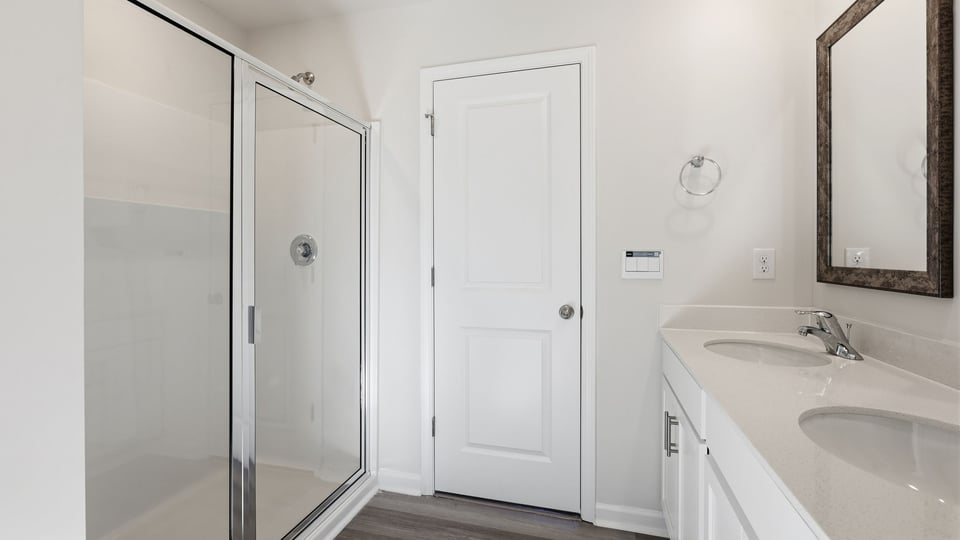 Bathroom with walk in closet.