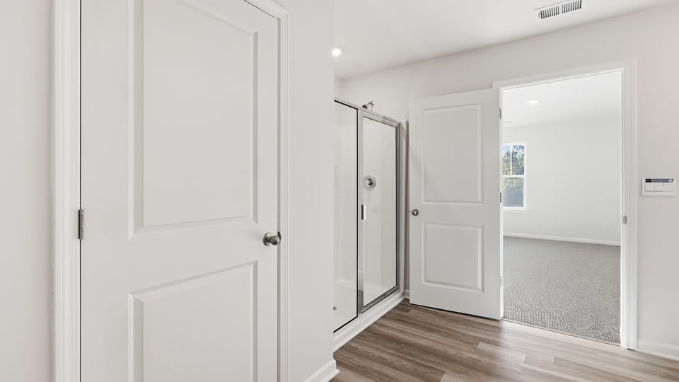 Bathroom with walk in closet.