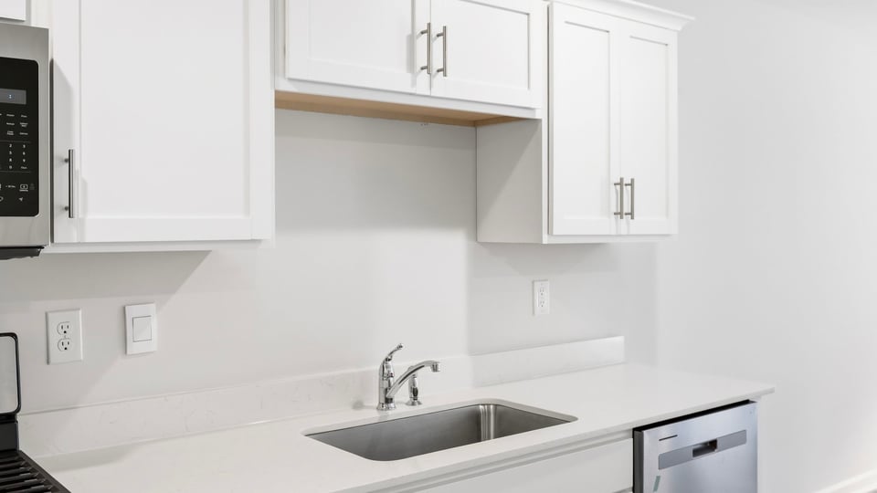 Kitchen with stainless steel appliances.