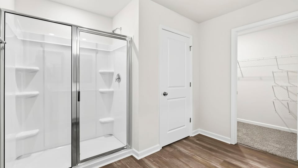 Bathroom with double vanity sinks.