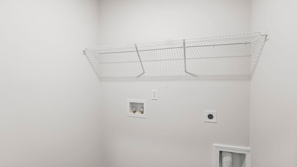 Back exterior of home with laundry room.