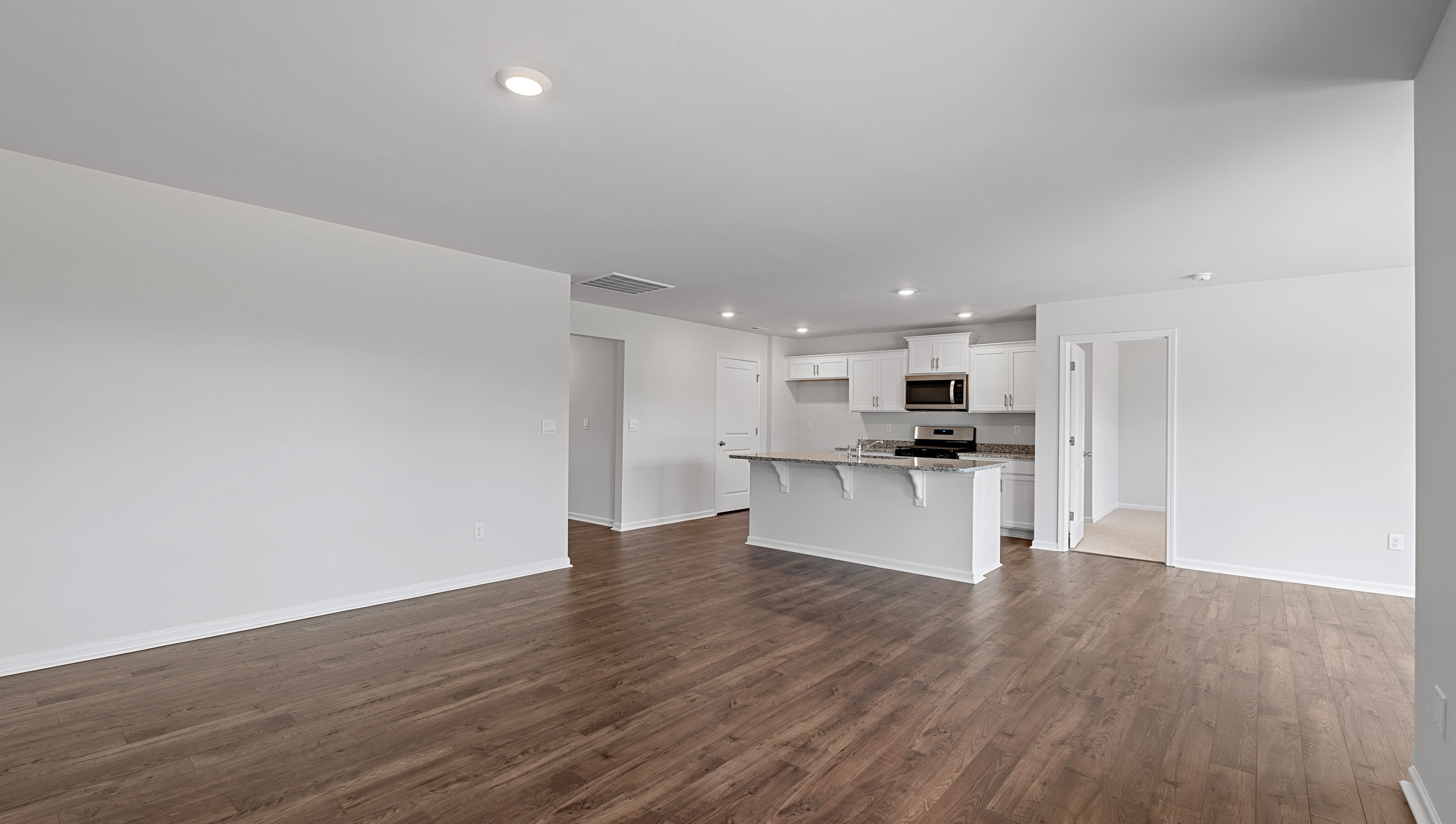 Kitchen with island countertops.