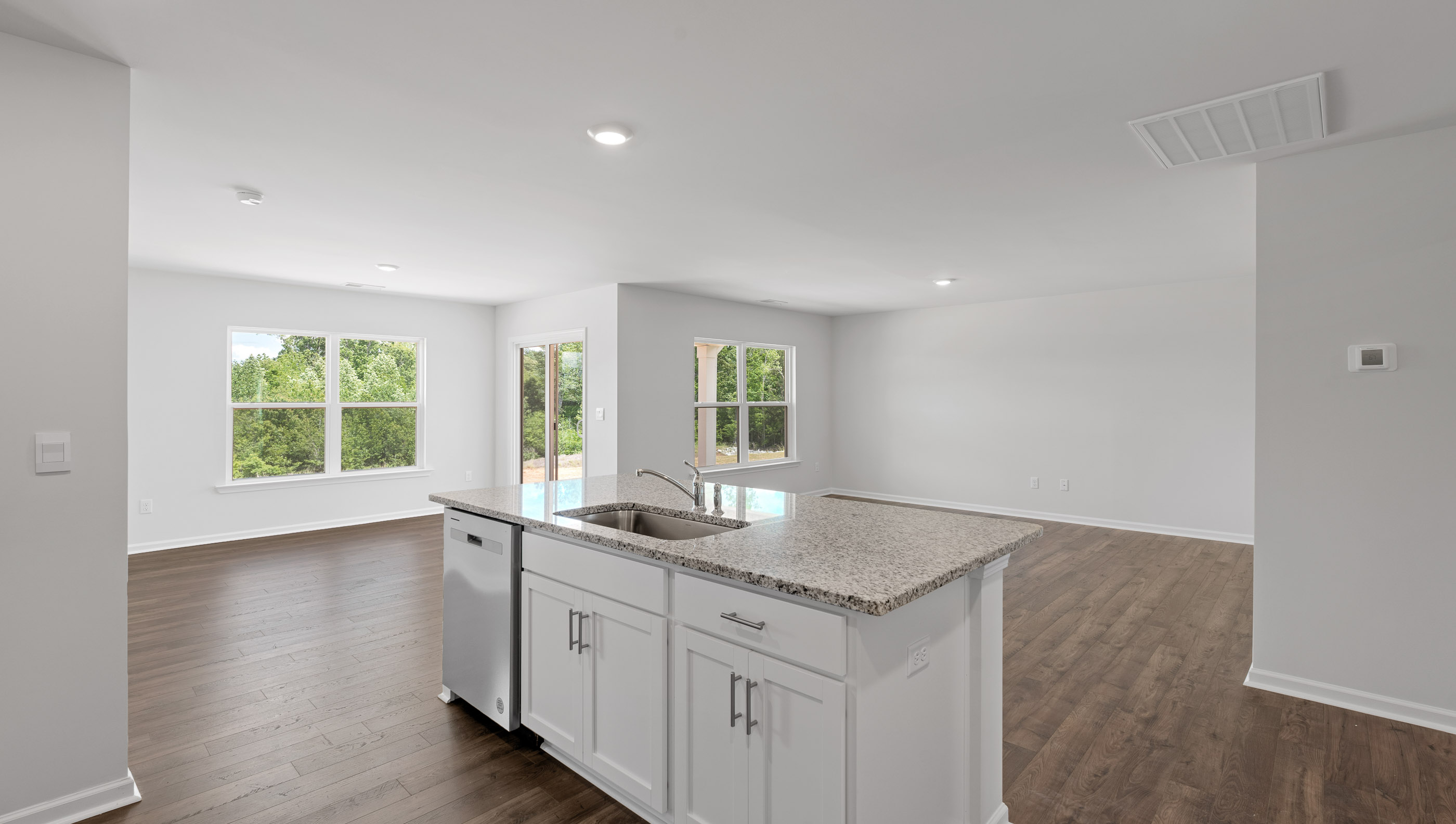 Kitchen with island countertops.