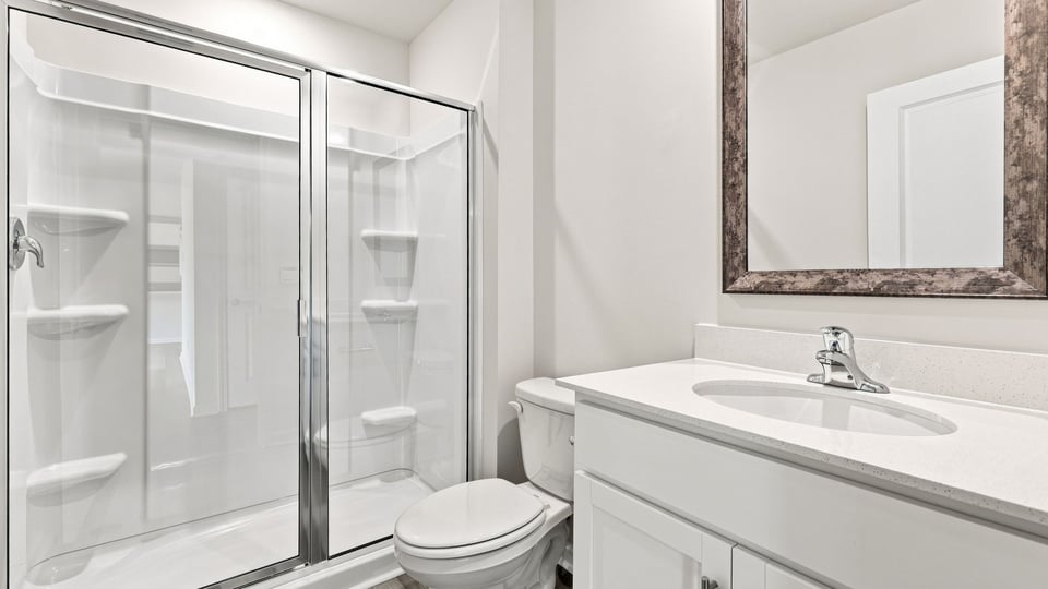 Bathroom with vanity sink.