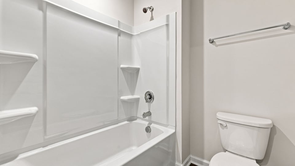 Bathroom with double vanity sink.