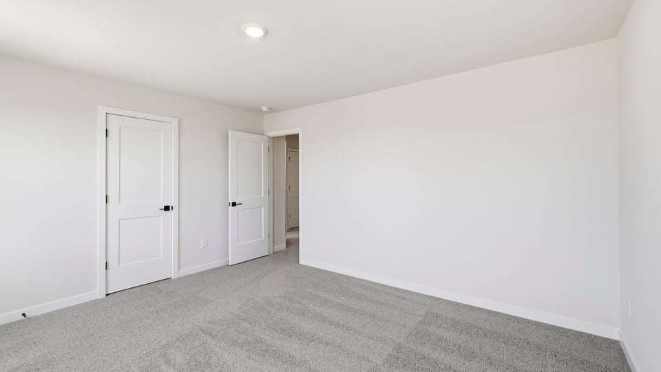 Bedroom with carpet and window.