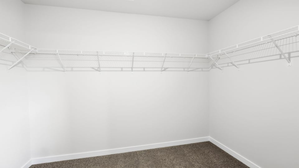 Closet with hanging storage racks.