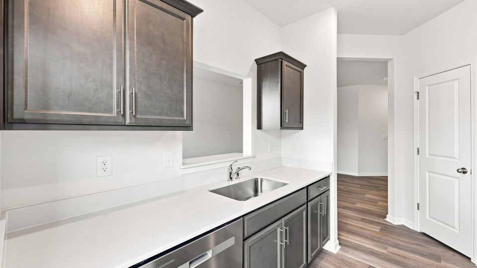 Kitchen with stainless steel appliances.
