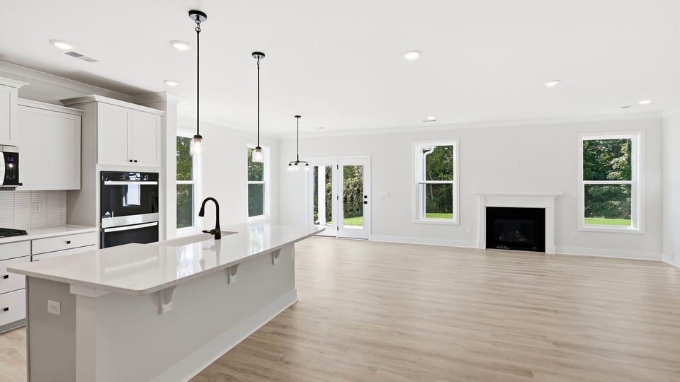 Living room and kitchen.
