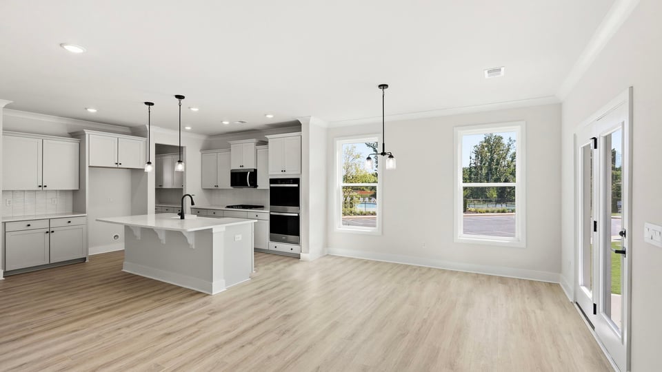 Living room and kitchen.