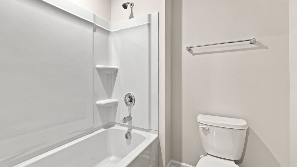 Bathroom with double vanity sink.